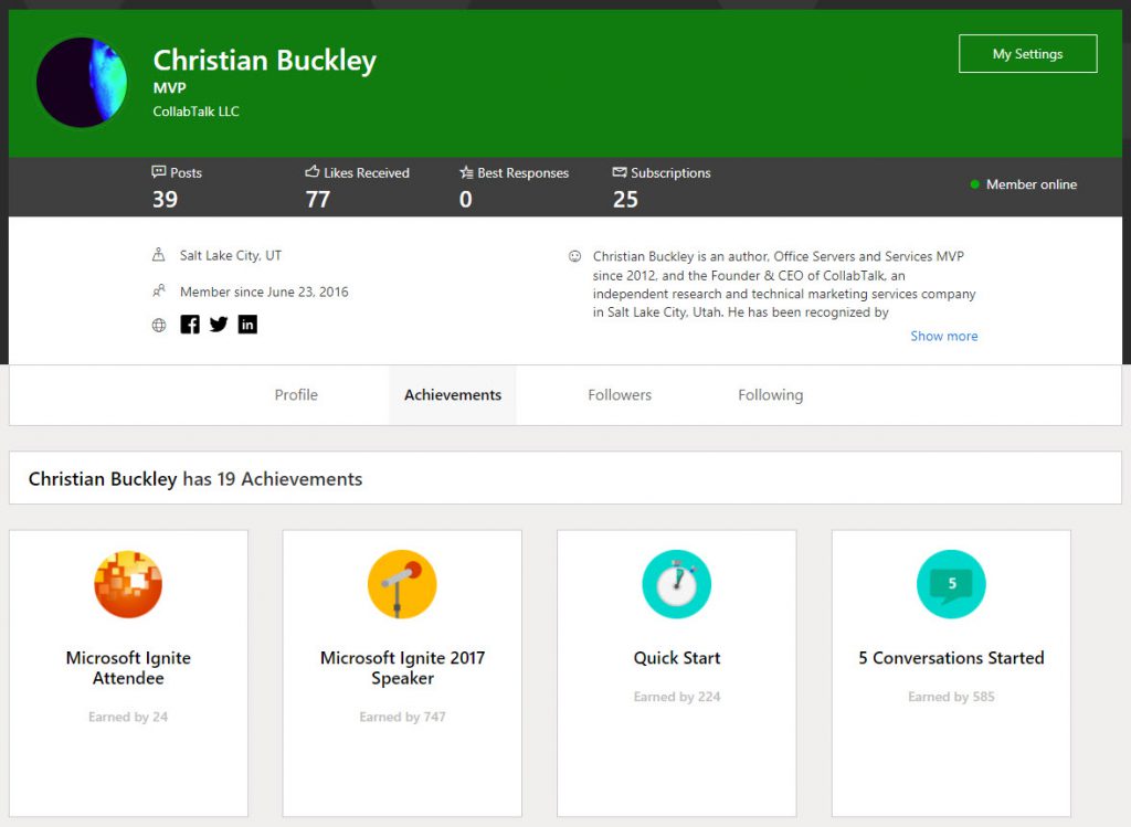 buckleyplanet profile in the Microsoft Tech Community
