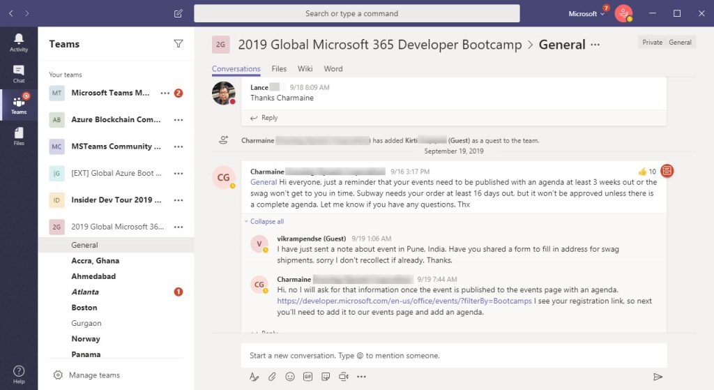 Some of the community groups I work with using Microsoft Teams