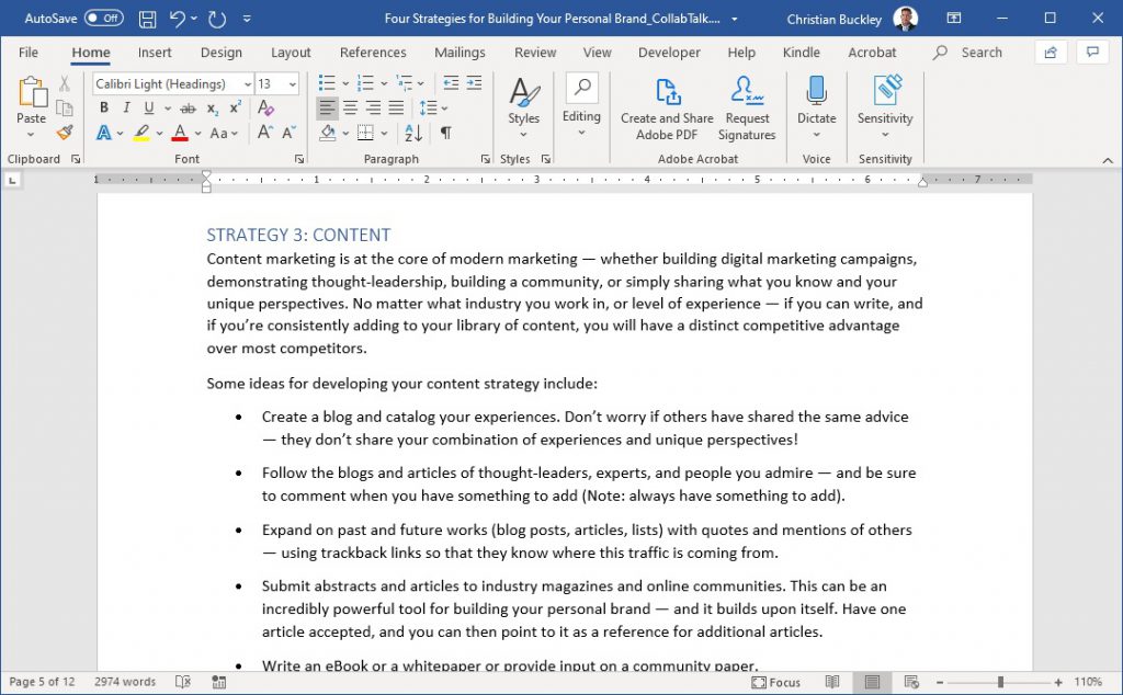 Changing the autosave settings for Word